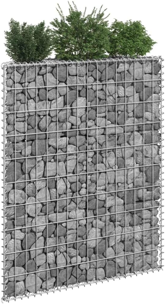 Galvanized Steel Trapezium Gabion Raised BedOutdoor Garden Galvanized Steel Wire Mesh Grid Stone Wall Flower Raised Bed for Vegetables Flowers Plants 31.5x7.9x39.4