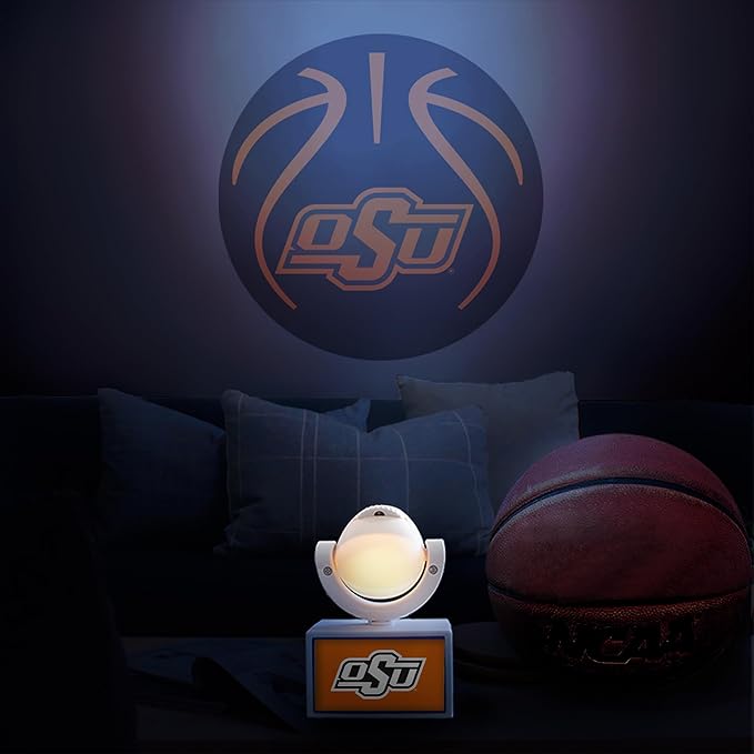 Sporticulture NCAA American Football Oklahoma State Cowboys - Adjustable Led Mini Spotlight Projector with 6 Team Logo Designs - Portable &amp Rechargeable Spotlight - Battery-Operated - 4.375” x 3.1