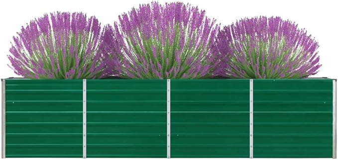 Galvanized Steel Raised Garden Bed Kit Outdoor Galvanized Planter Raised Garden Boxes Metal Raised Garden Beds for Vegetables 126x15.7x30.3 Green