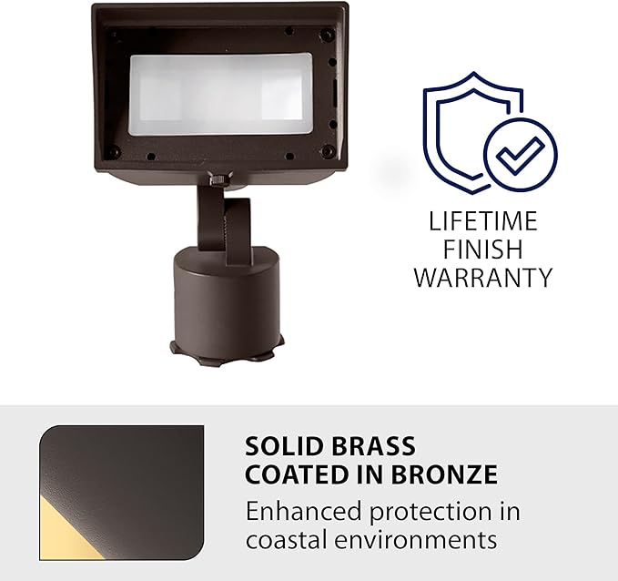 WAC Landscape Lighting Wall Wash Light LED 12V with Adjustable Beam Angle and Integral Brightness Control 3000K in Solid Brass Coated with Bronze