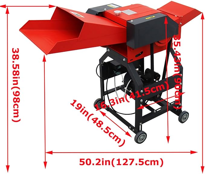INTSUPERMAI Hay Cutter Pulverizer Grass Crusher 6-Blade Feed Crusher Grass Chaff Cutter Hay Cutter Machine Dry-Wet Straw Cutter 500-1000KG/H 220V
