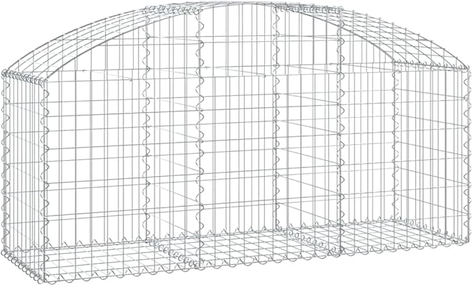 Gabion Basket Silver Galvanized Iron 59.1 x 19.7 x 31.5 in Rectangular Outdoor Garden Wall Planter Box for Landscaping Durable Weather-Resistant Raised Garden Bed