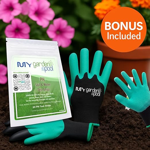 Coast of Maine RH6501 Rhody Azalea &amp Berries Plant Food 12 LB – Organic Fertilizer for Acid-Loving Plants with My Garden Pool Soil Test Strips &amp Gardening Claw Gloves