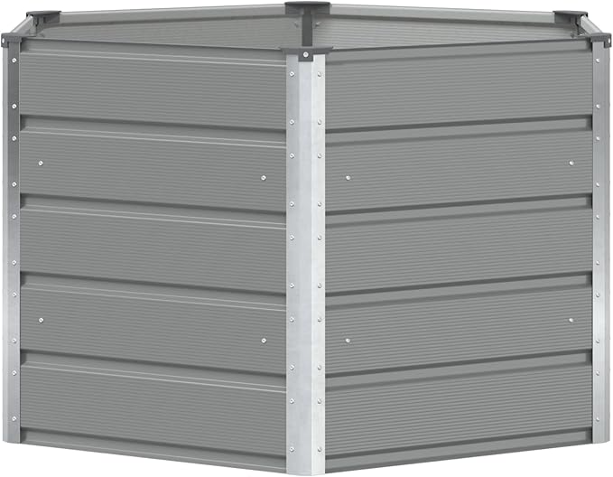 Steel Raised Garden Bed for Gardening Metal Planter Box for Vegetables Fruits Flowers 50.79 x 50.79 x 29.53 in Light Gray -524