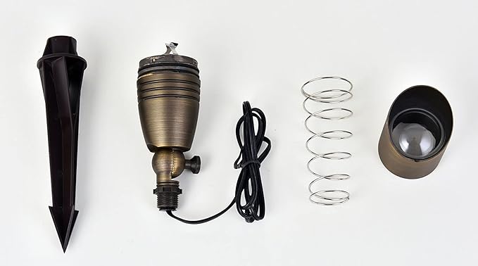 Elitco Lighting Modern Bright Home Decorative Outdoor Cast Brass spot Light 3 wx 8.5 h with Spring and an Adjustable knob