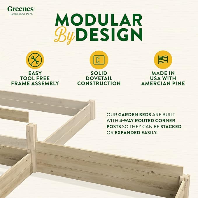 Greenes Fence Original Pine Raised Garden Bed 8' x 12' x 10.5 U-Shaped Bed - Made in USA with American Pine