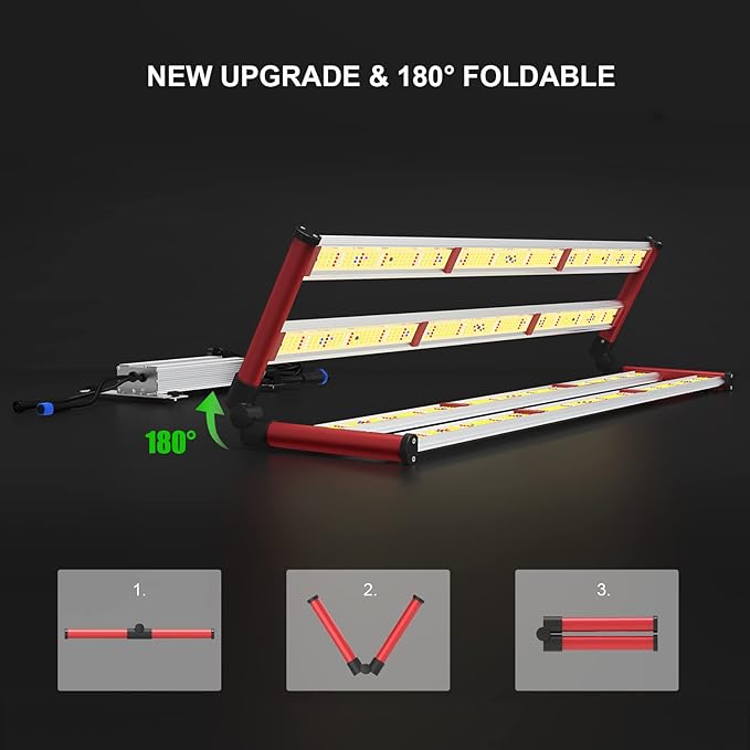 AGLEX 420W Full Spectrum LED Grow Light with UV &amp IR 1360 LEDs Dimmable Daisy Chain High PPFD Bar Style 4x5 ft Coverage Foldable for Indoor Plant Growing Commercial Seeding Veg Flower - M400