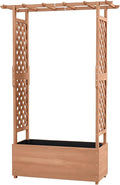 Fir Wood Garden Bed Planter with Dual Trellis Sides and Pergola Extension Self-Draining 44 inches by 16.25 inches by 70.75 inches 99 Pounds