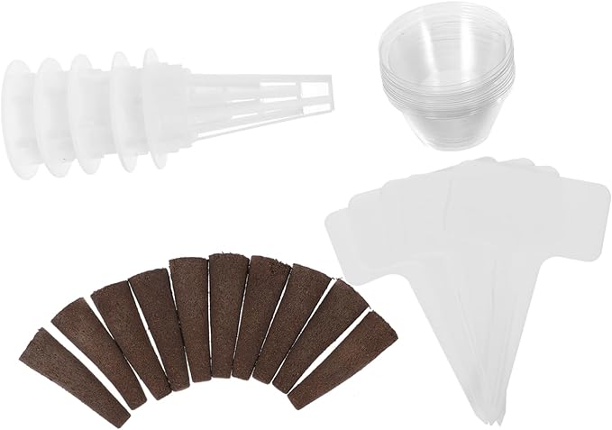 4sets Hydroponic Growing Kit Soilless Planting Pots Grow Basket Insulation Lids Sponge for Indoor Seed Planter