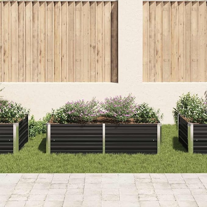 Galvanized Garden Raised Bed Kit Galvanized Planter Raised Garden Boxes Outdoor Metal Raised Garden Beds for Vegetables 63x31.5x17.7 Galvanized Steel Anthracite-298