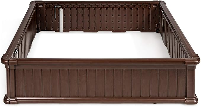 Giantex Raised Garden Bed Planter for Flower Vegetables Outdoor Plant Box Patio Backyard Easy Assembly (48.5''Lx48.5''Wx12''H Brown)