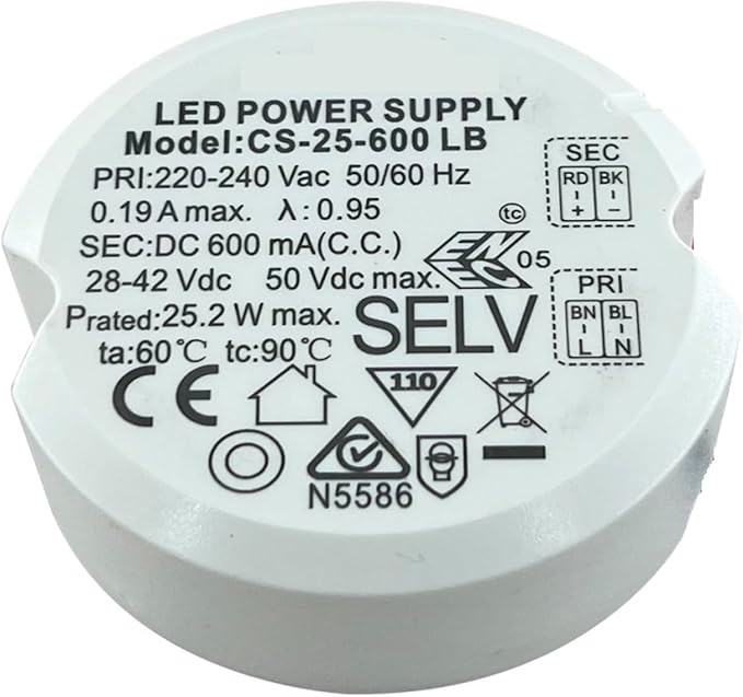 Round Waterproof LED lamp Driver Power Supply Constant Current Isolation Ballast Downlight Track Spotlight(8W 200MA PF:0.55)