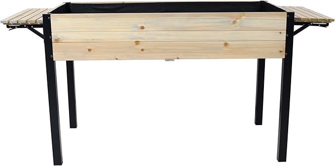 Raised Garden Bed Metal Leg Wood Planter Boxes with Folding Storage ShelfElevated Planter Box for Growing Fresh Herbs Vegetables Flowers Great for Outdoor Patio Deck Balcony