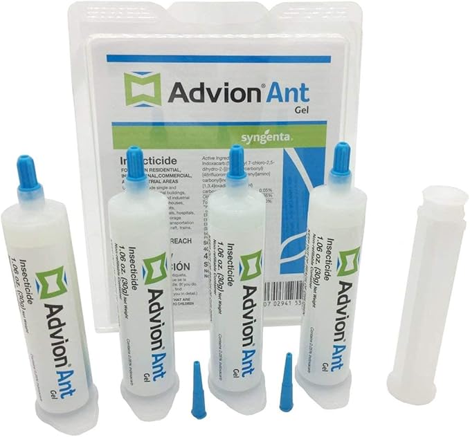 Advion Ant Gel Bait 4 Tubes x 30-Grams 1 Plunger and 2 Tips Effective Ant Bait Formulated with 0.05% Indoxacarb Indoor and Outdoor Use Ant Killer Gel for Control of Most Major Ant Species