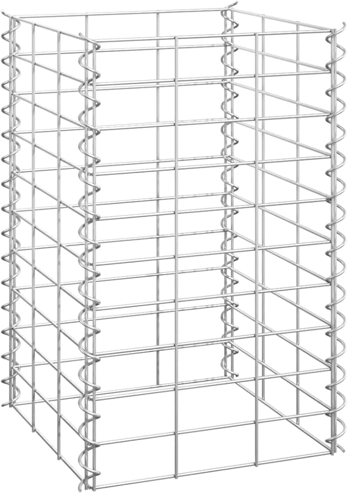 Gabion Raised Bed Silver Iron 11.8 x 11.8 x 19.7 in Gardening Pots &amp Planters 151248