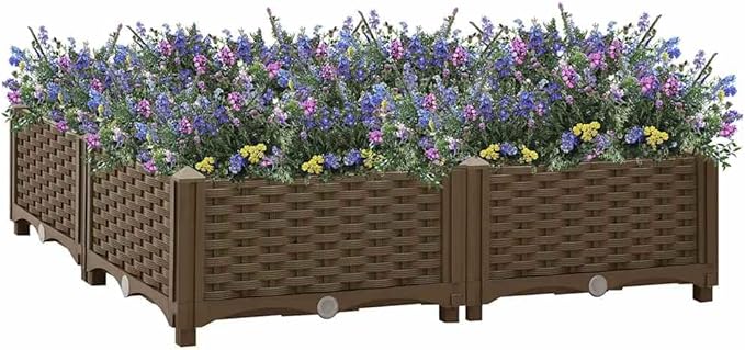 Raised Bed Brown Polypropylene Medium Durable Raised Bed Gardening Pots &amp Planters 316524
