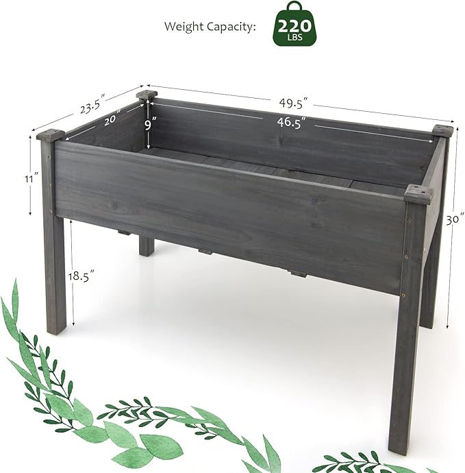 S AFSTAR Raised Garden Beds 2 Pieces Elevated Wooden Planter Box 48”L x 22”W x 30”H Outdoor Gardening Planting Bed for Vegetables Flowers &amp Herbs Grow Great for Backyard Patio Lawn (Gray)