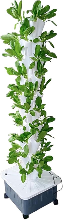 Vertical Hydroponic Tower Garden Kit - 8/10/12-Layer Growing System for Balcony Indoor Vegetables Herbs Fruits - Space-Saving Planter for Home Gardening