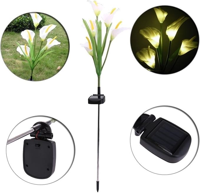 Plant Growing Lamps 2Pack Solar Light Outdoor Waterproof Solar Lily Chrysanthem FlowerLawn Lamp for Yard Path Way Landscape Decorative Garden Lamp