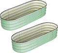 2 Pcs 4.5x2x1ft Galvanized Raised Garden Bed OutdoorPlanters for Outdoor PlantsOpen-Ended Base Planter Raised BoxesOval Metal Planter Box for Vegetables Flowers FruitsRubber Edge Green