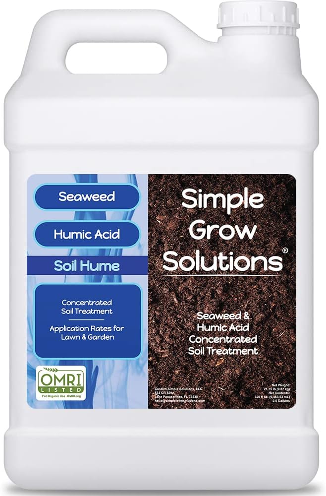 Super Seaweed Humic Fulvic Acid Blend- Liquid Carbon - Soil Hume - Simple Grow Solutions- Natural Lawn &amp Garden Concentrated Treatment- Increase Nutrient Uptake (2.5 Gallons)