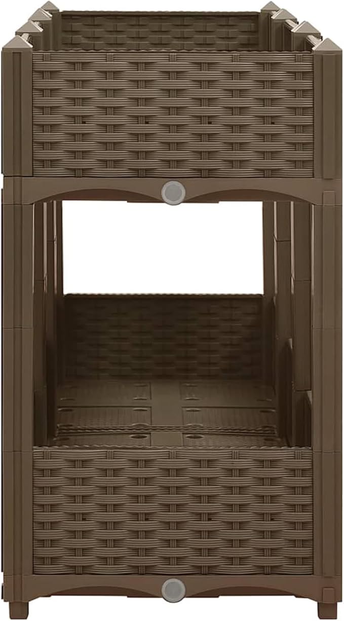 Raised Bed Stylish Two-Level Outdoor Planter Box Durable Polypropylene Medium Size for Garden Balcony Patio Vegetables Herbs Flowers