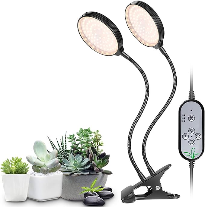 30W LED Grow Light Dual Heads USB Power Supply Sunlike Full Spectrum LED Plant Grow Lights with Clip