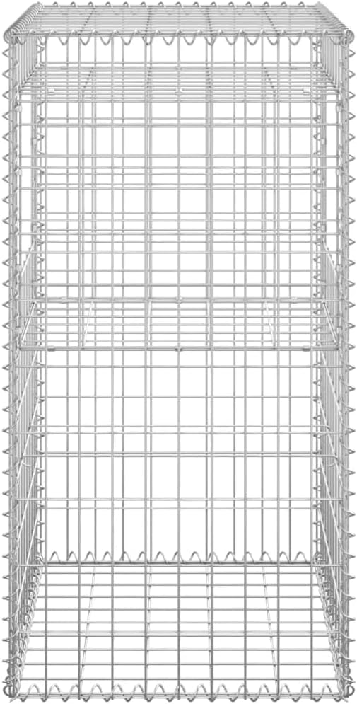 2pcs Galvanized Steel Gabion Basket Post/Planter Raised Bed Gabion Raised Bed to Fill with Rocks or Gravel Stable Durable Gabion Post 19.7x 19.7x39.4 -AA