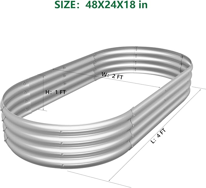 Raised Garden Bed Kit Galvanized Raised Planter Box Outdoor for Vegetables Large Bottomless Metal Raised Bed for Herb Growing Fruits Flower (4x2x1ft)