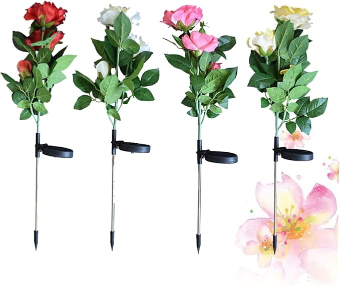 4 Pack Solar Narcissus Flower Led Outdoor Lights Waterproof Ip65 Energy-Saving Garden Decor for Lawns Courtyards