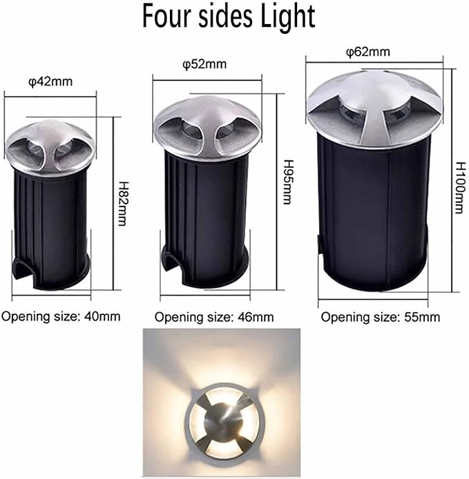 Outdoor Landscape Lamp - LED Recessed Spotlight IP67 Waterproof ABS Flame Retardant Easy to Install (1W Warm White 62MM-C)