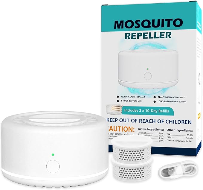 Mosquito Repellent Outdoor Patio Bug Repellent Outdoor Electronic Mosquito Repeller for Camping Outing Hiking Mosquito Control Device(2 Refill Citronella)