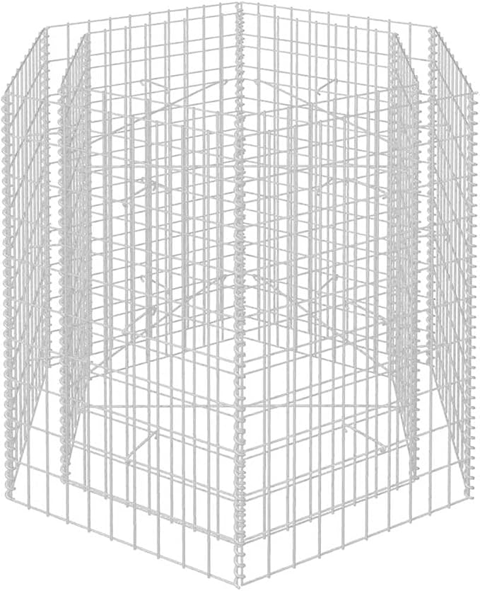 Gabion Raised Bed Silver Galvanized Steel 39.4x35.4x39.4 inch Hexagonal Planter for Outdoor Plants Durable Garden Bed Solution