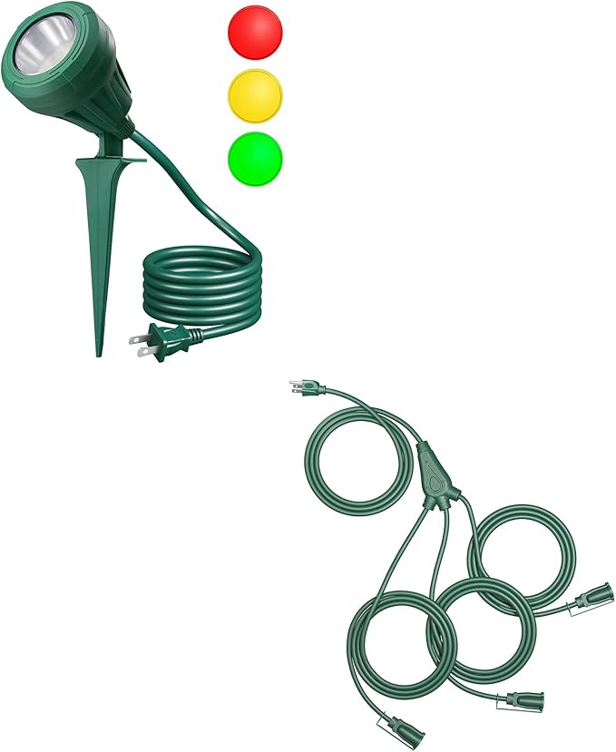 DEWENWILS Halloween Spotlight Outdoor &amp 25Ft Outdoor Extension Cord