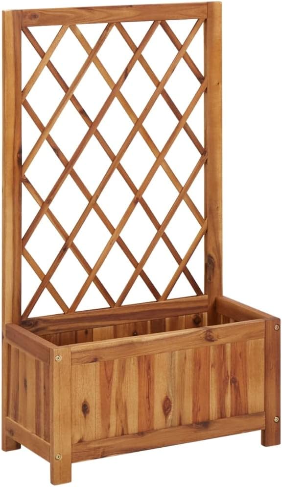 Garden Raised Bed with TrellisWood Planter with Trellis Planter Box with Trellis Raised Garden Bed Outdoor for Plants Hanging Flower Baskets Solid Acacia Wood