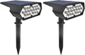 Solar Spot Lights Outdoor 19 LED 2 Lighting Modes Solar Landscape Spotlights Solar Powered Security LightsWaterproof IP65 Wall Lights for Walkway Yard Garden DrivewayWarm white2 Pack