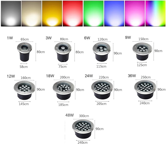 Outdoor Recessed Ground Light LED Underground Light IP66 Waterproof Buried Lights AC85-265V Spotlights for Stairs Patio Garden Tree Yard Landscape Lamp