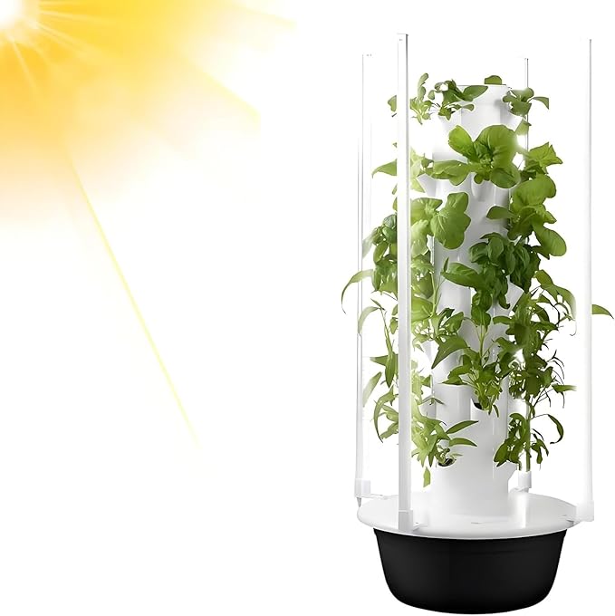 Hydroponic Growing System Kit - 20/28/36 Holes Vertical Garden Tower with Pump Indoor Hydroponic Garden for Herbs Fruits &amp Vegetables Space-Saving 0.3㎡ Design