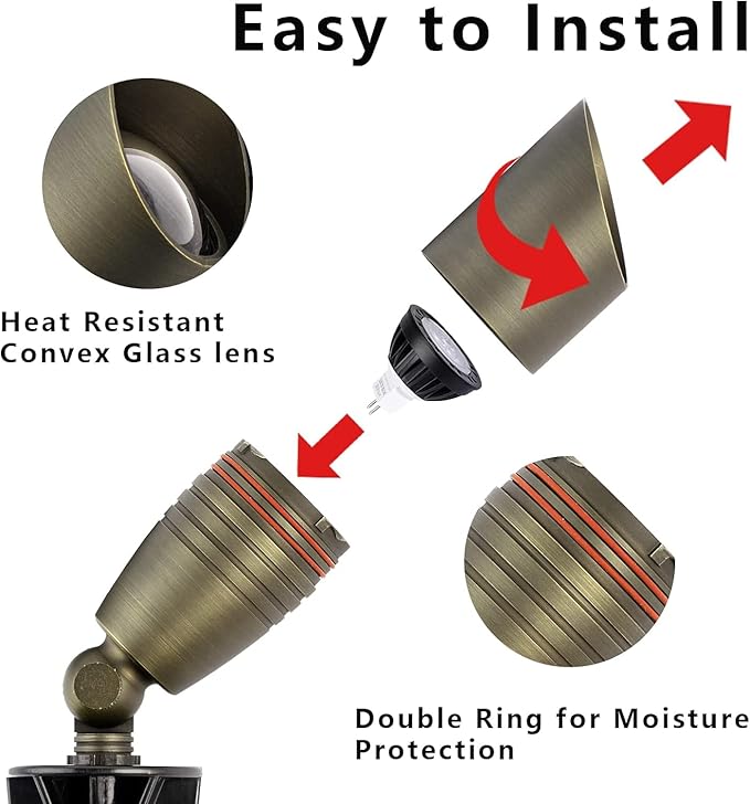 Solid Brass Landscape Lighting Spotlight Heavy Duty Bronze LED Spot Lights Waterproof Outdoor Uplighting 12V Low Voltage (1)