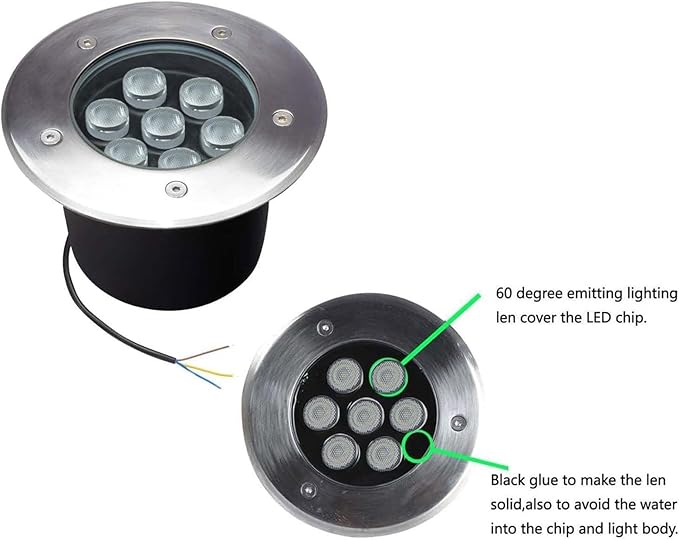 Outdoor LED Spotlight AC220V LED Embedded Buried Lamp IP67 Waterproof Staircase Floor Aisle Illumination Building Outdoor(Green6W)