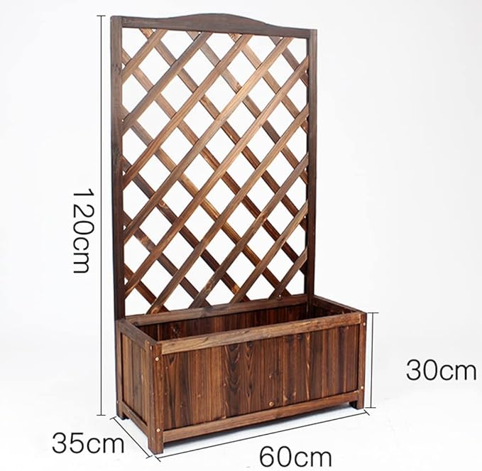 Wood Planter Raised Bed with Trellis Outdoor Natural Wooden Garden Bed Planter Box Kit for Vegetables Herbs Flowers Tomato and HerbsNatural60x35x120cm