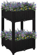 Raised BedGarden Raised Bed Planter Box Trellis with Climbing Plants for Growing Flowers Porch and Fruit Herbs Decks Patios 15.7X15.7X28 Polypropylene