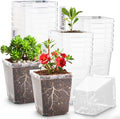 3.3 Inch Clear Nursery Pots with Drainage90 Pack Square Seedling Pots with Plant LablesReusable Seed Starter Pots for Succulents Transplanting Herbs Flowers Tomato Windowsill Gardening