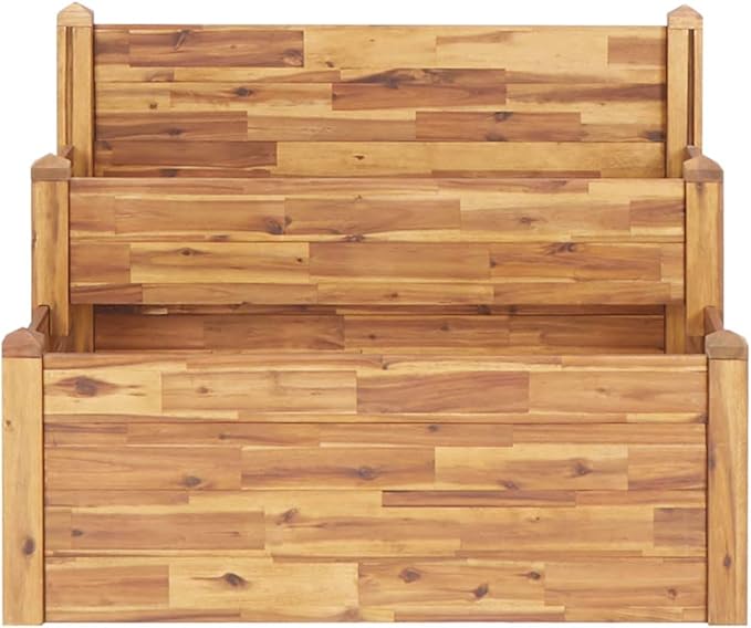 2-Tier Wooden Garden Planter Box Wood Garden Raised Bed for Plants Vegetables Herbs and Flowers 43.3x29.5x33.1-405