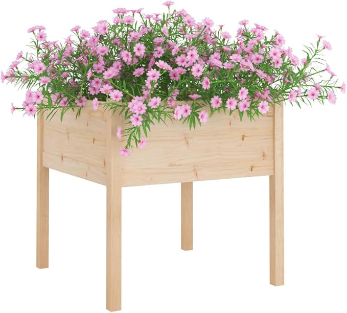 Set of 2 Wooden Garden Planter Box Raised Garden Bed with Legs Outdoor Wood Planter Box Stand Outdoor Wood Raised Garden Bed 27.6x27.6x27.6-468