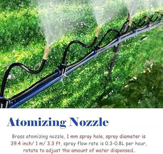 Automatic Drip Irrigation System Kit - 360° Adjustable Garden Watering with Bendable Copper Nozzle - Efficient Irrigation Solution for Plants Lawns and Gardens