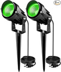 Christmas Green LED Spot Lights Landscape Lights Outdoor 110v Plug in Landscape Lighting with IP66 Waterproof Halloween Spotlights for Garden Pathway Tree Pathway 2 Pack7W Green LED Landscape Lights