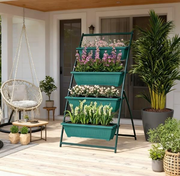 Plant Stand Grow Container4 Tier Vertical Raised Garden Planter with 4 Boxesfor Vegetable Flowers KU268