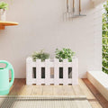 Garden Planter White Solid Pine Wood 23.6x11.8x11.8in Medium Durable Raised Garden Bed for Outdoor Plants Balcony Patio