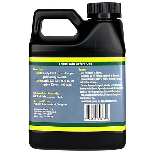 Opulent Nickel | 16 fl. oz. | Liquid Nickel Fertilizer | Aids in Disease Tolerance and Nitrogen Metabolism and Fixation
